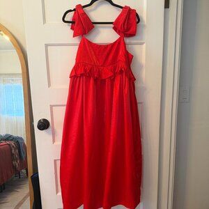 Dream SISTER JANE Size LARGE CECILIA BOW MIDI DRESS RUBY RED